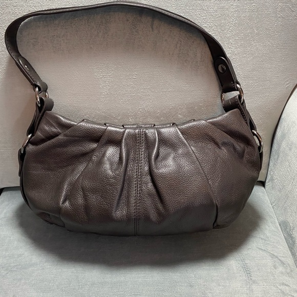 EUC Simply Vera brown pleated pebble leather shoulder hobo bag 14“ x 8.5“ x 2“ - Picture 1 of 17